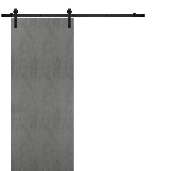 Sartodoors 36x84 " Planum 0010 Concrete Top Mount 6.6' Rail Hangers Heavy Hardware Set Solid Panel Interior PLANUM0010BD-B-BTN-3684